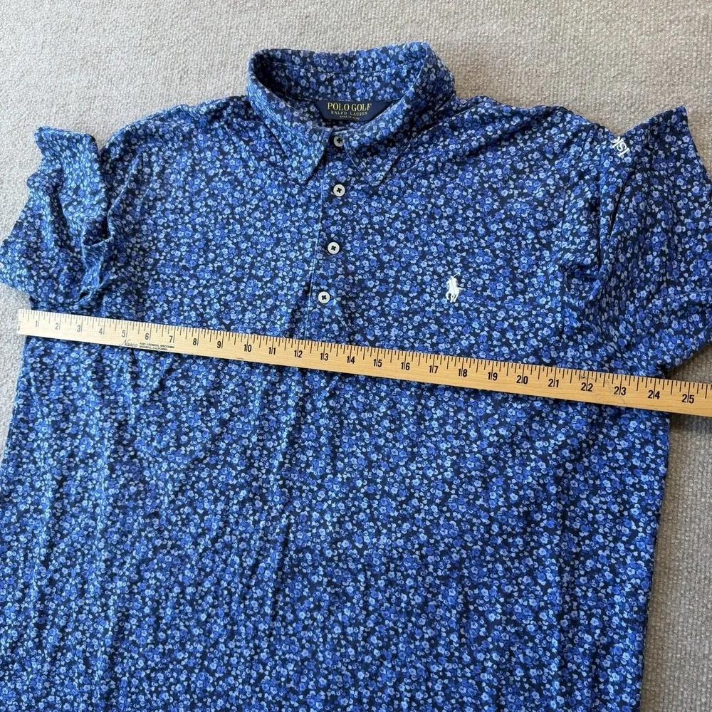 Polo Ralph Lauren Men's Size XL Blue Floral Polo Golf Shirt Classic Fit Cotton